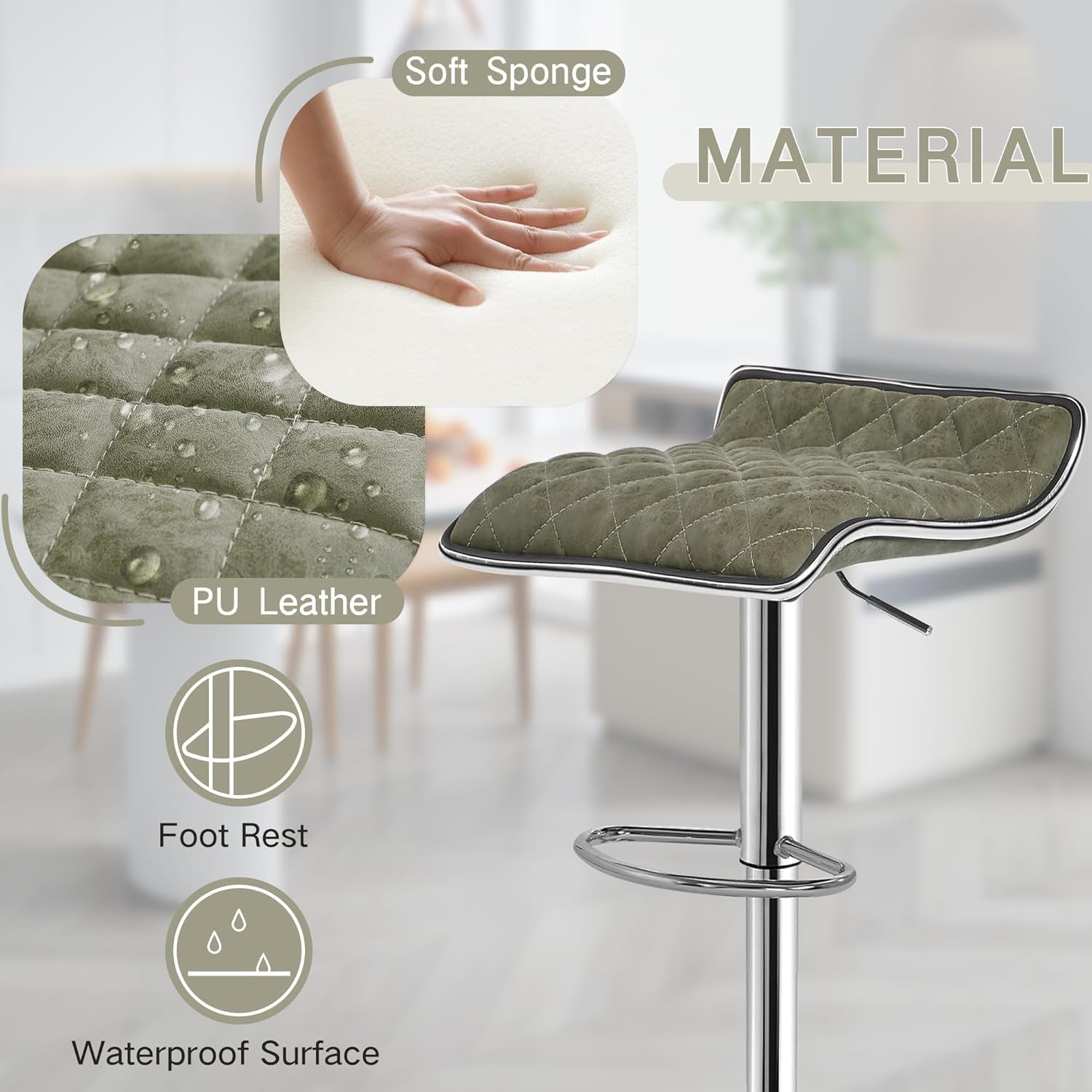 Adjustable Bar Stools Set Of 2 37 To 45 Inch Bar Height