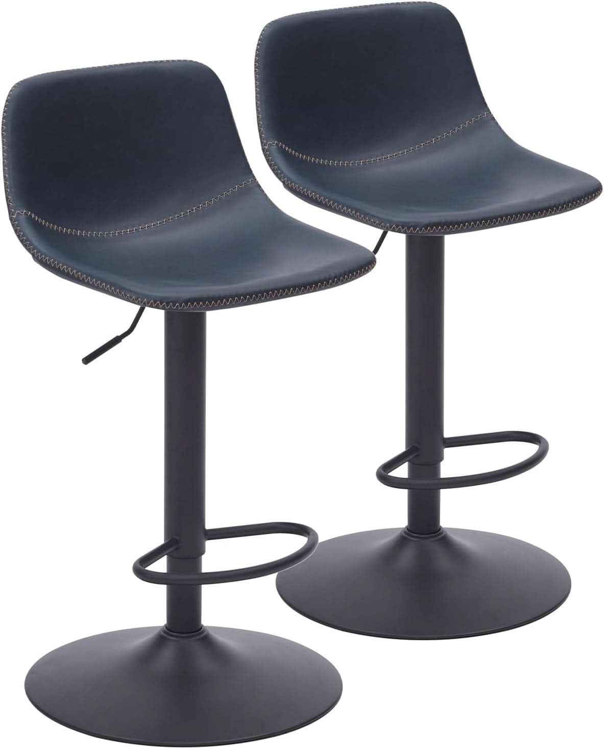 Adjustable Bar Stools Set Of 2 With Swivel Back Support