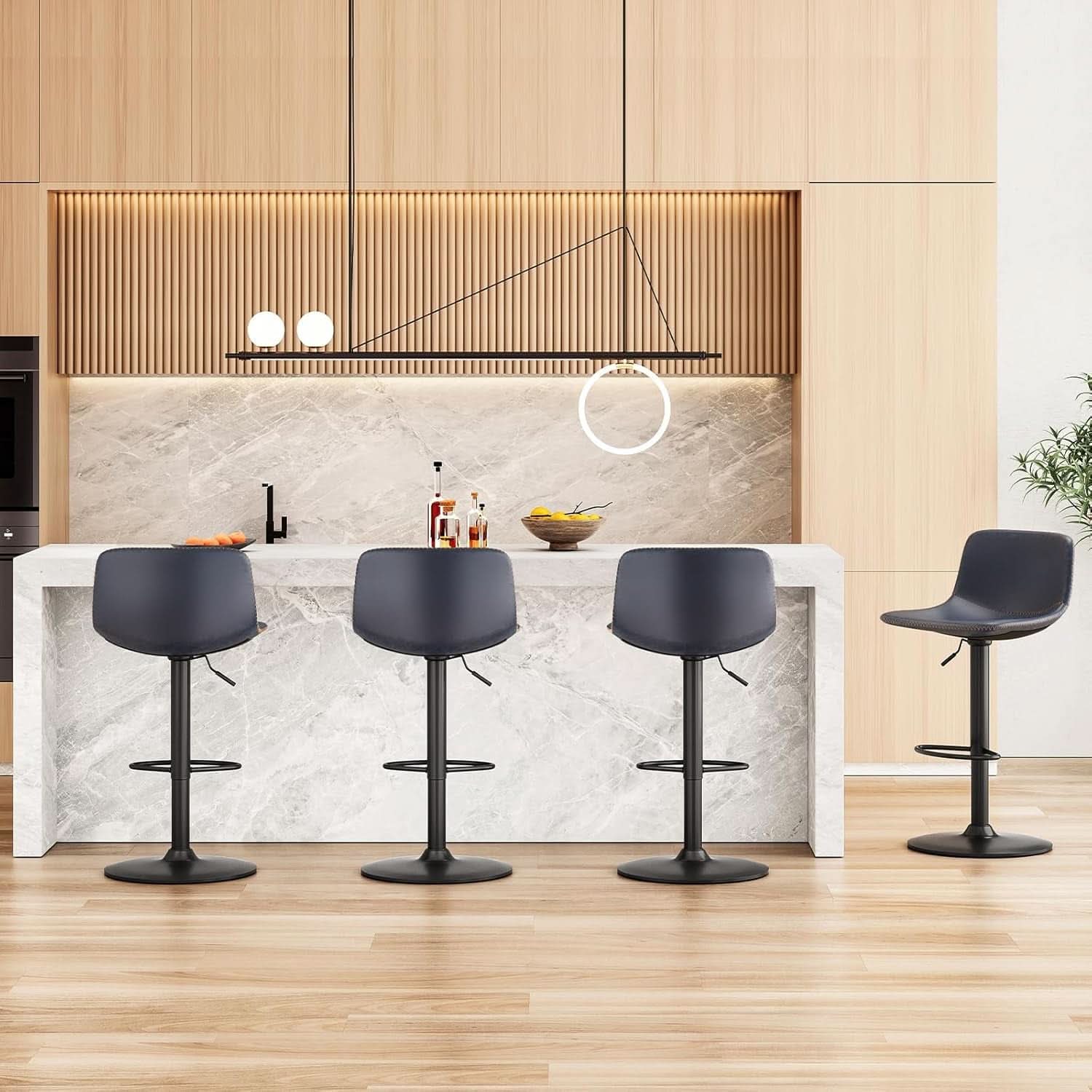 Adjustable Bar Stools Set Of 2 With Swivel Back Support