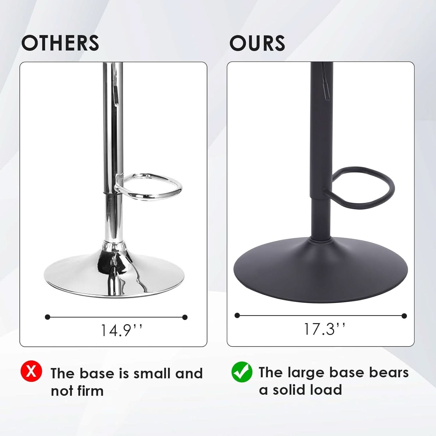 Adjustable Bar Stools Set Of 2 With Swivel Back Support