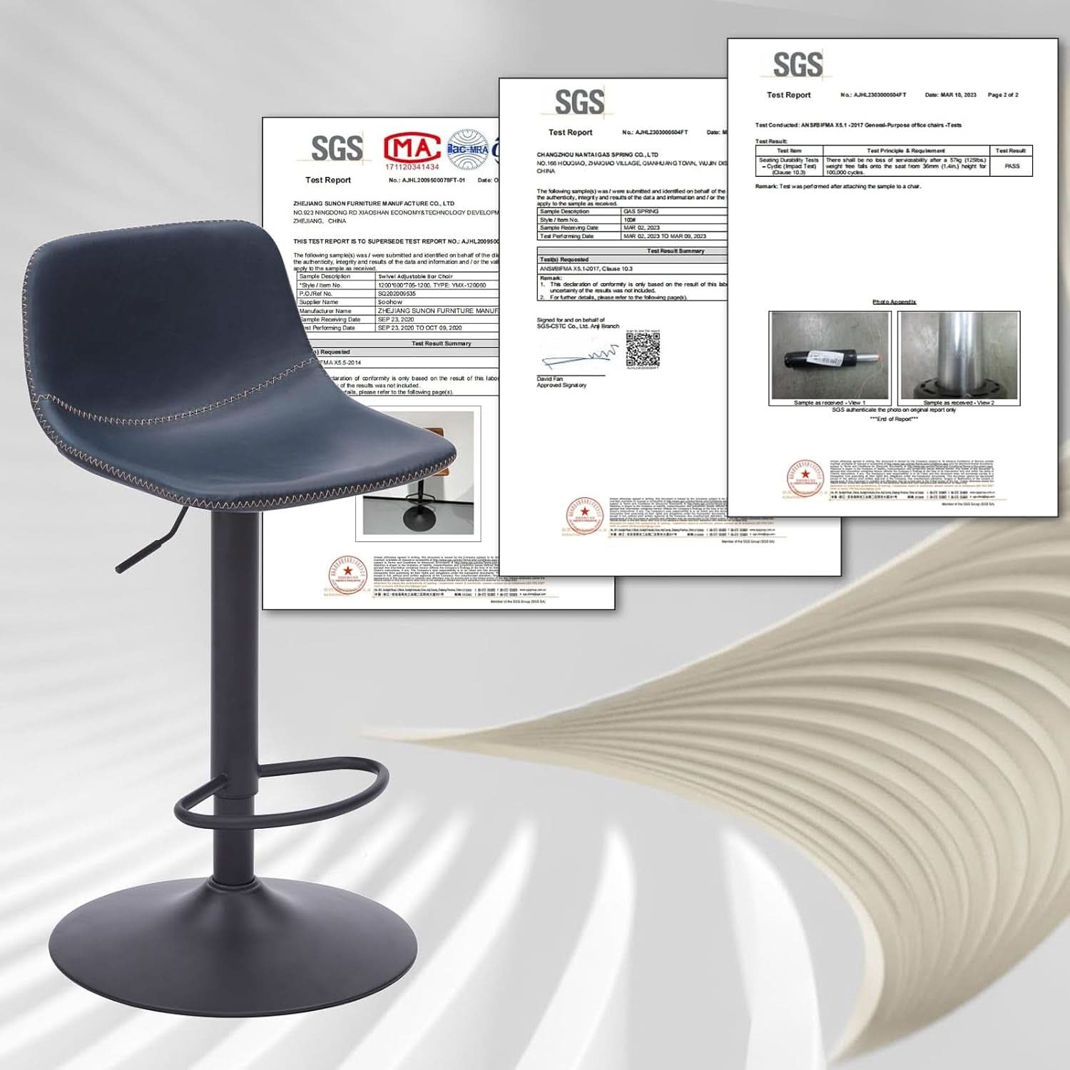 Adjustable Bar Stools Set Of 2 With Swivel Back Support