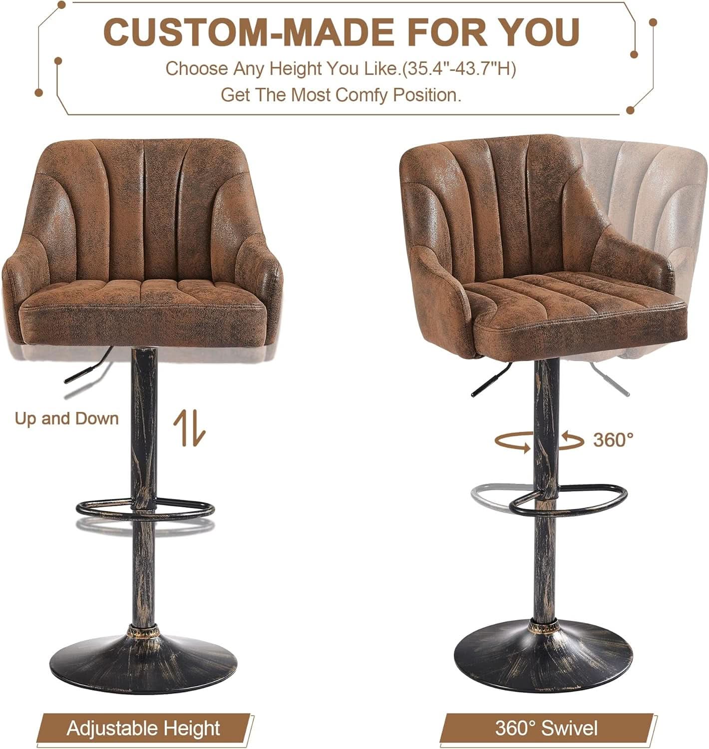 Adjustable Bar Stools Set of Four with Backrest