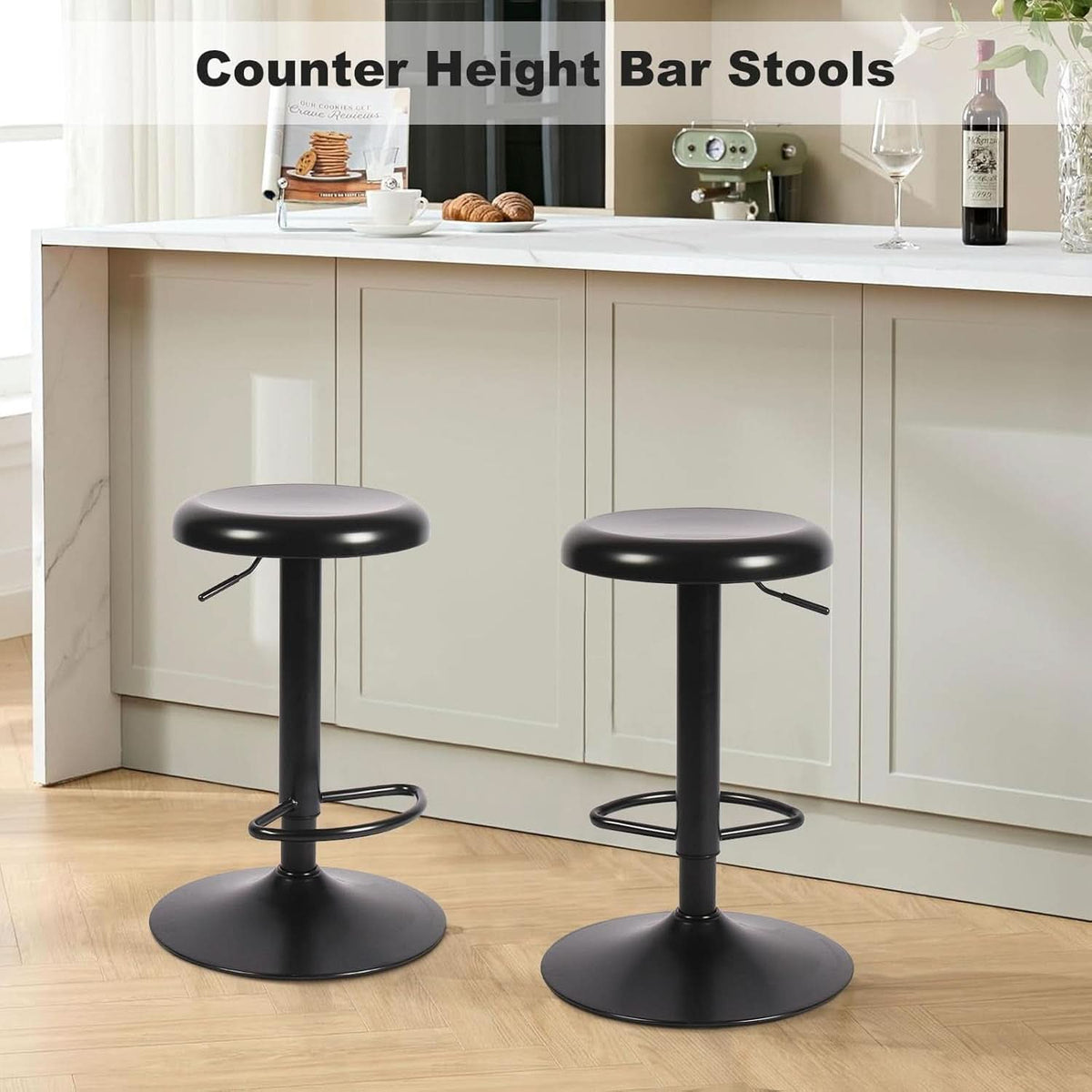 Adjustable Black Counter Height Swivel Bar Stools Set Of 2