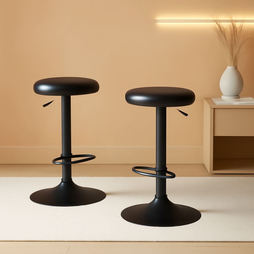 Adjustable Black Counter Height Swivel Bar Stools Set Of 2