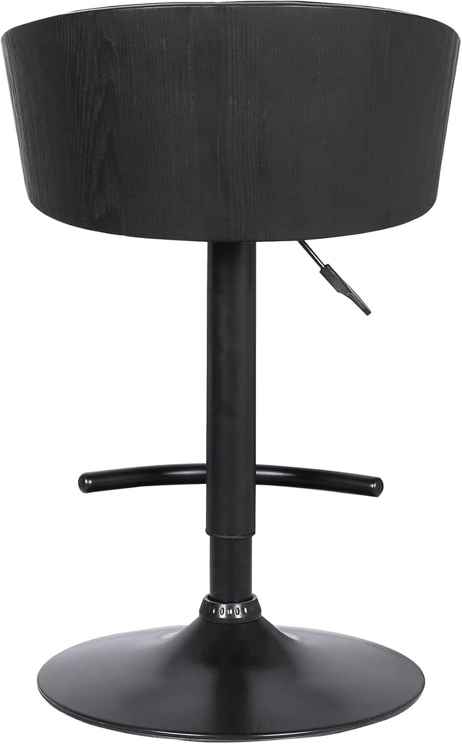 Adjustable Black Faux Leather Swivel Barstool with Gold Accents