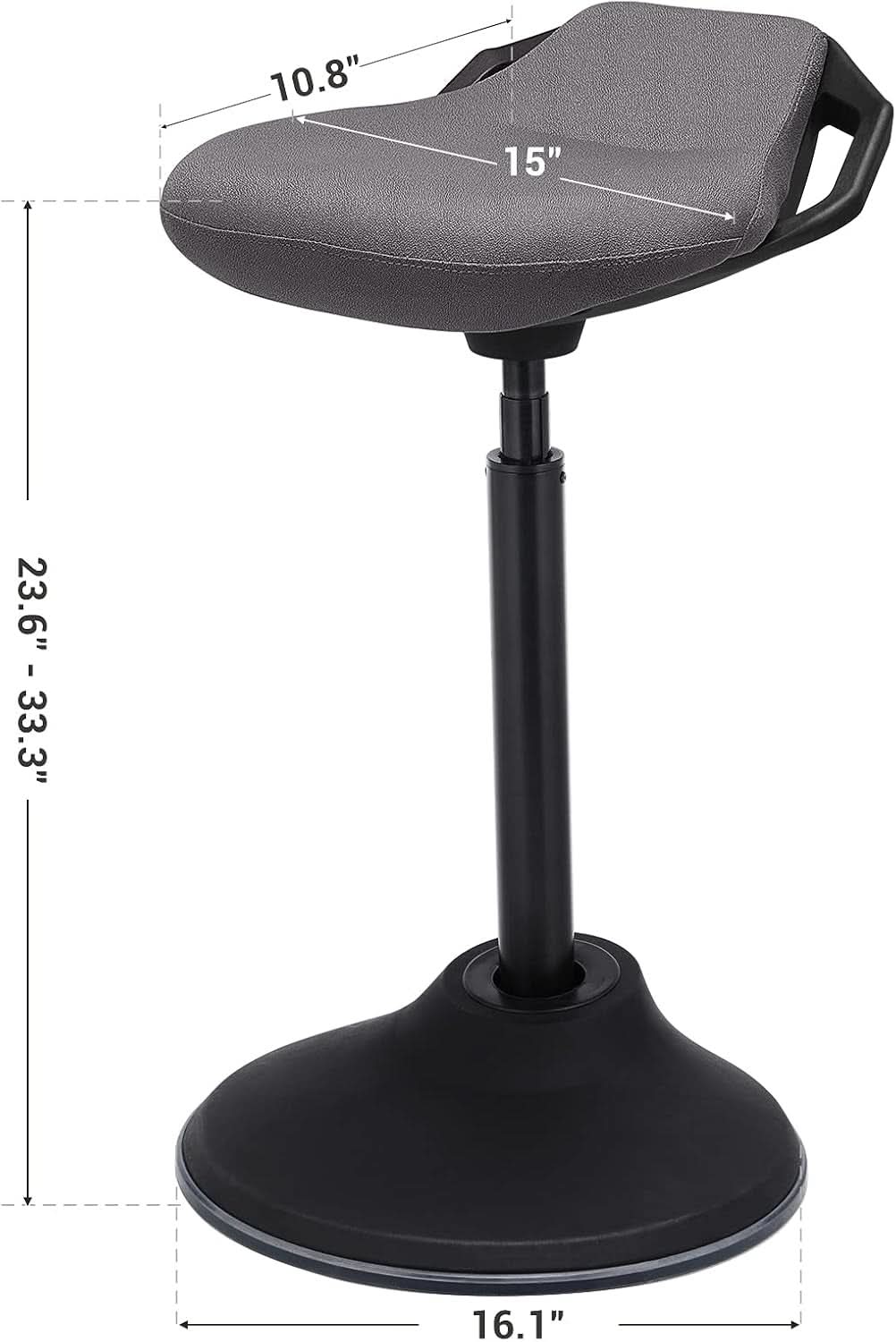 Adjustable Ergonomic Standing Desk Chair 23.6 To 33.3 Inches Slate Gray Fabric