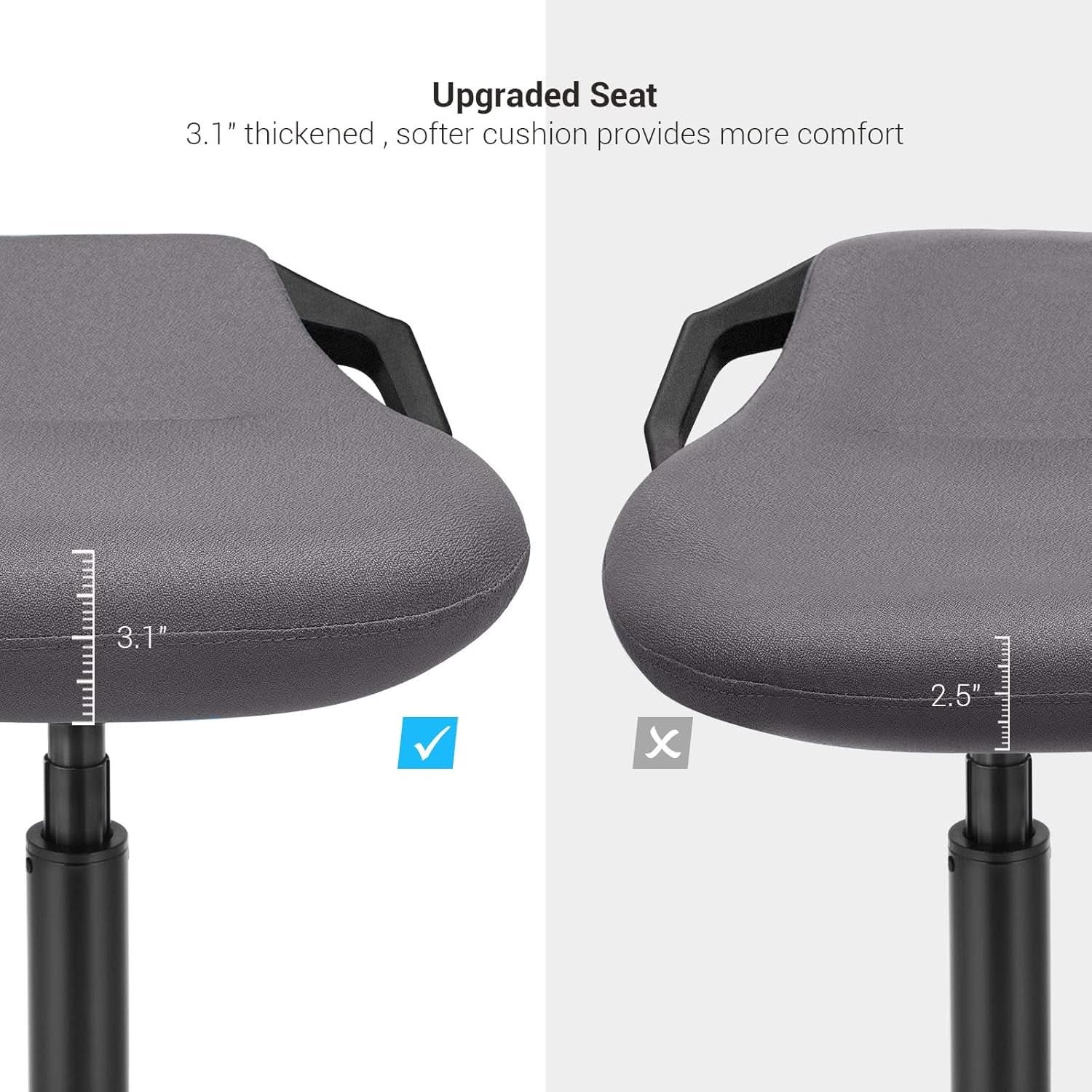 Adjustable Ergonomic Standing Desk Chair 23.6 To 33.3 Inches Slate Gray Fabric
