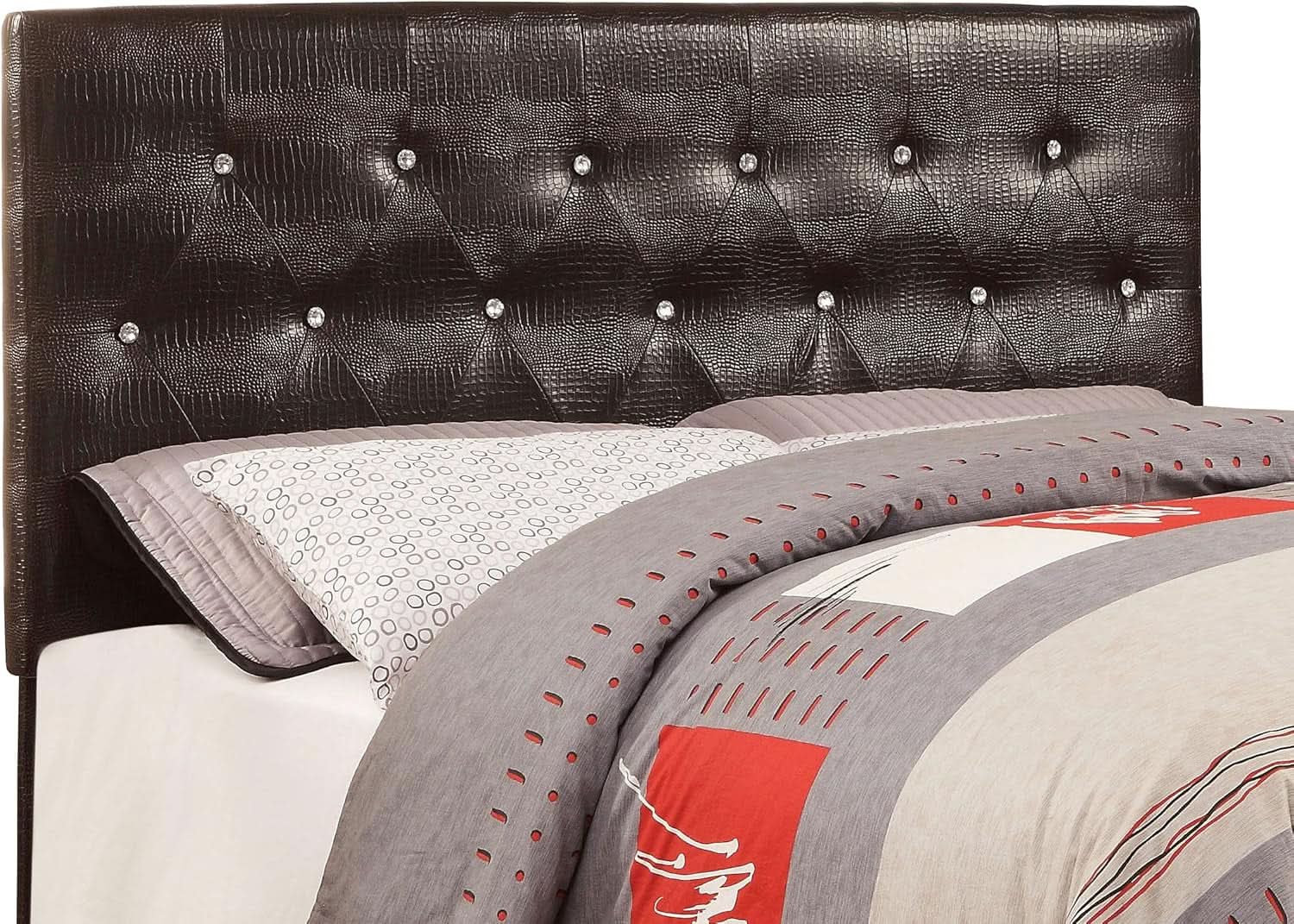 Adjustable Faux Crocodile Skin Headboard For Full Queen