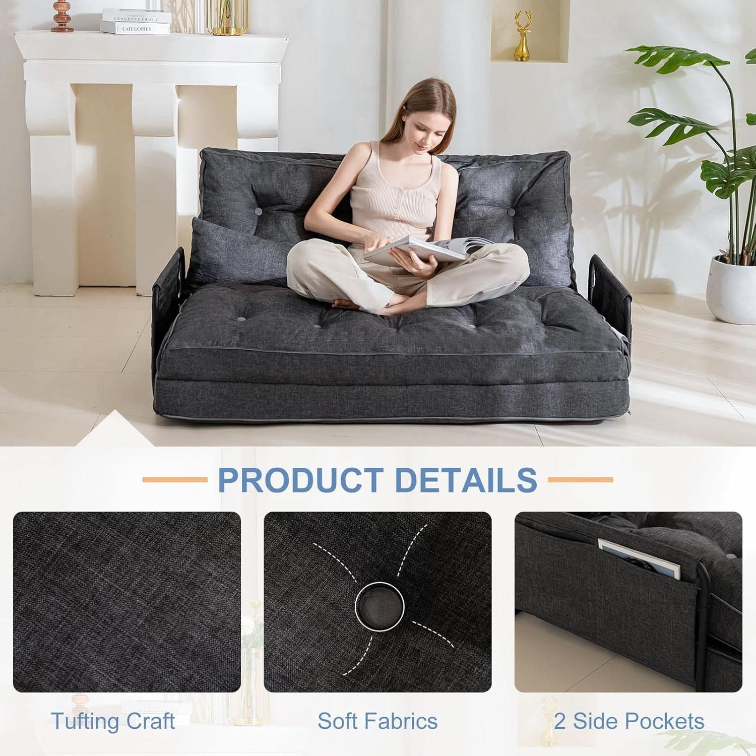 Adjustable Folding Floor Sofa Bed with Five Positions