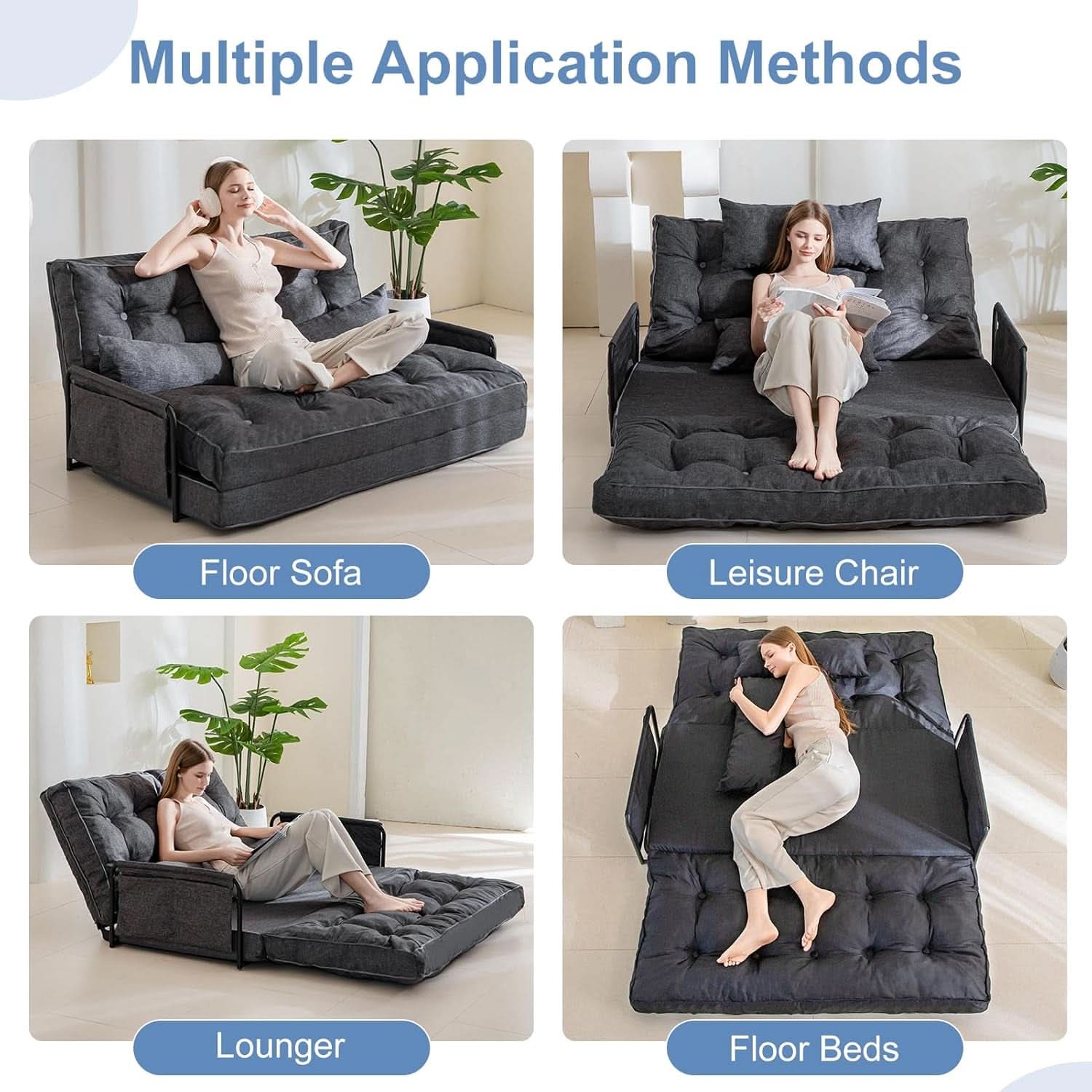 Adjustable Folding Floor Sofa Bed with Five Positions
