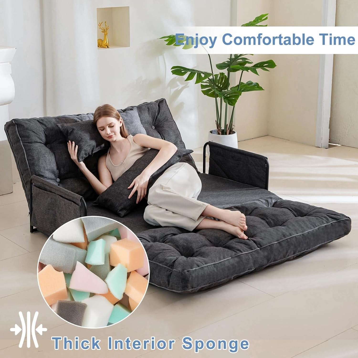Adjustable Folding Floor Sofa Bed with Five Positions
