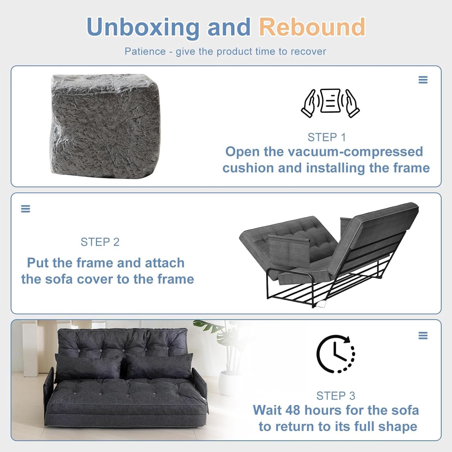 Adjustable Folding Floor Sofa Bed with Five Positions