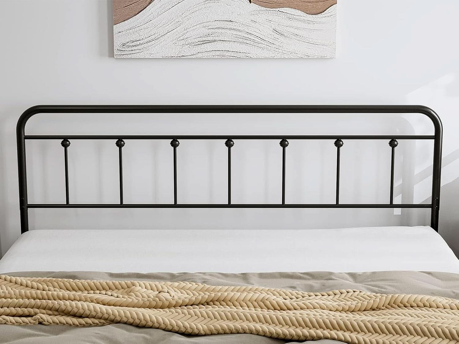Adjustable Height Metal Headboard in Farmhouse Victorian Style