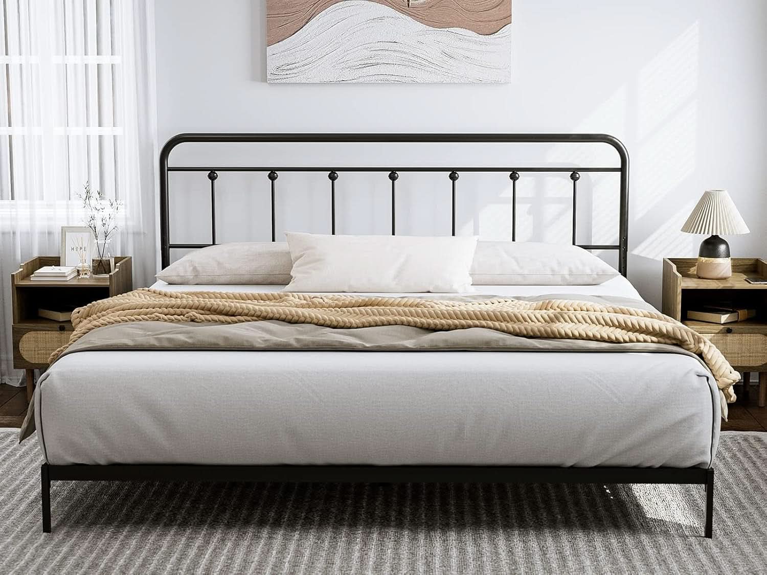 Adjustable Height Metal Headboard in Farmhouse Victorian Style