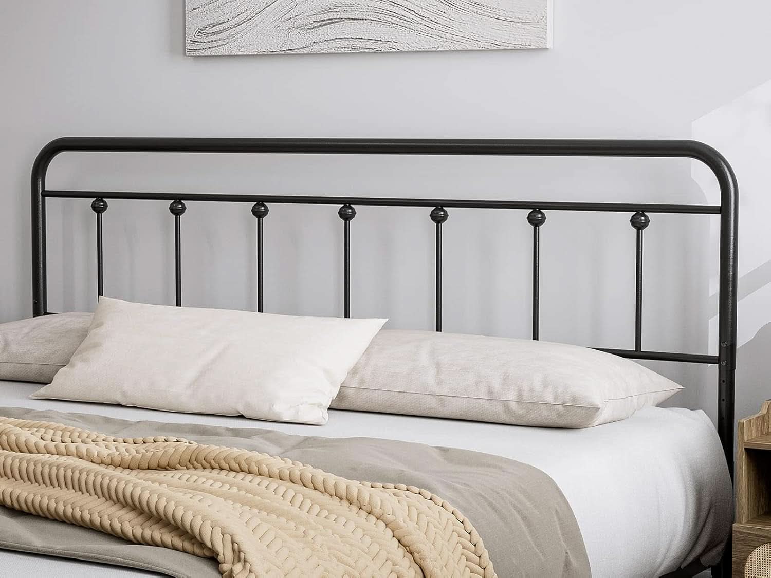 Adjustable Height Metal Headboard in Farmhouse Victorian Style