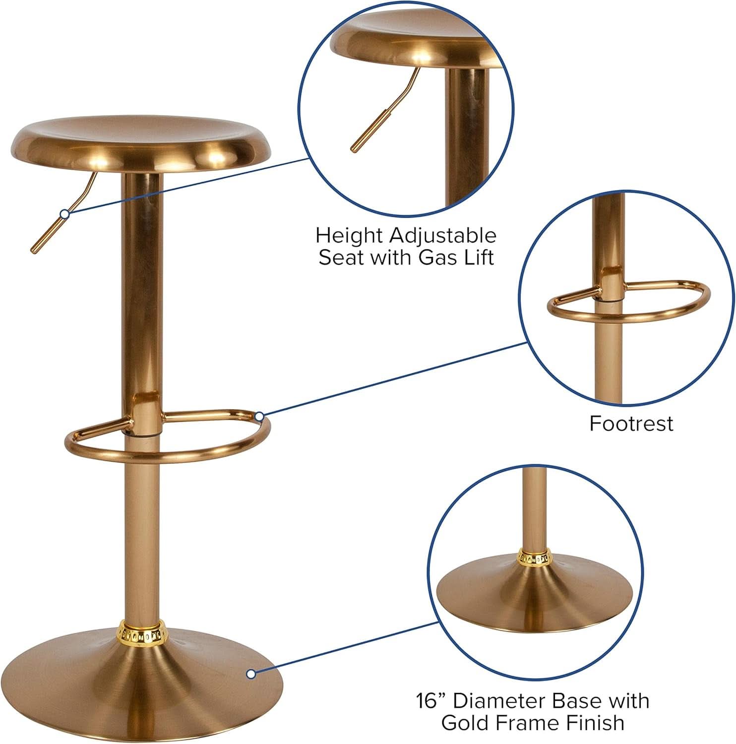 Adjustable Height Retro Metal Barstool for Stylish Seating