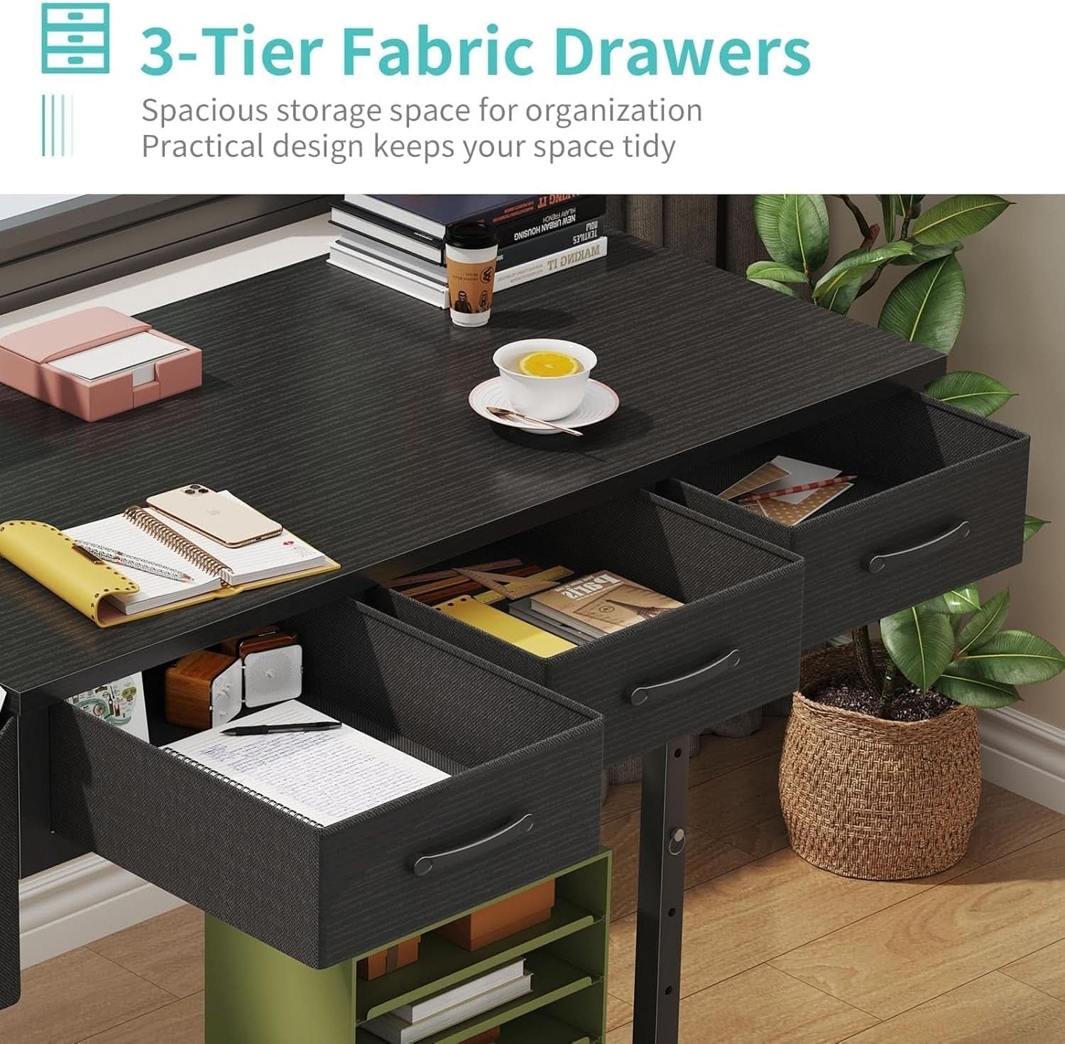 Adjustable Height Rolling Standing Desk with Drawers