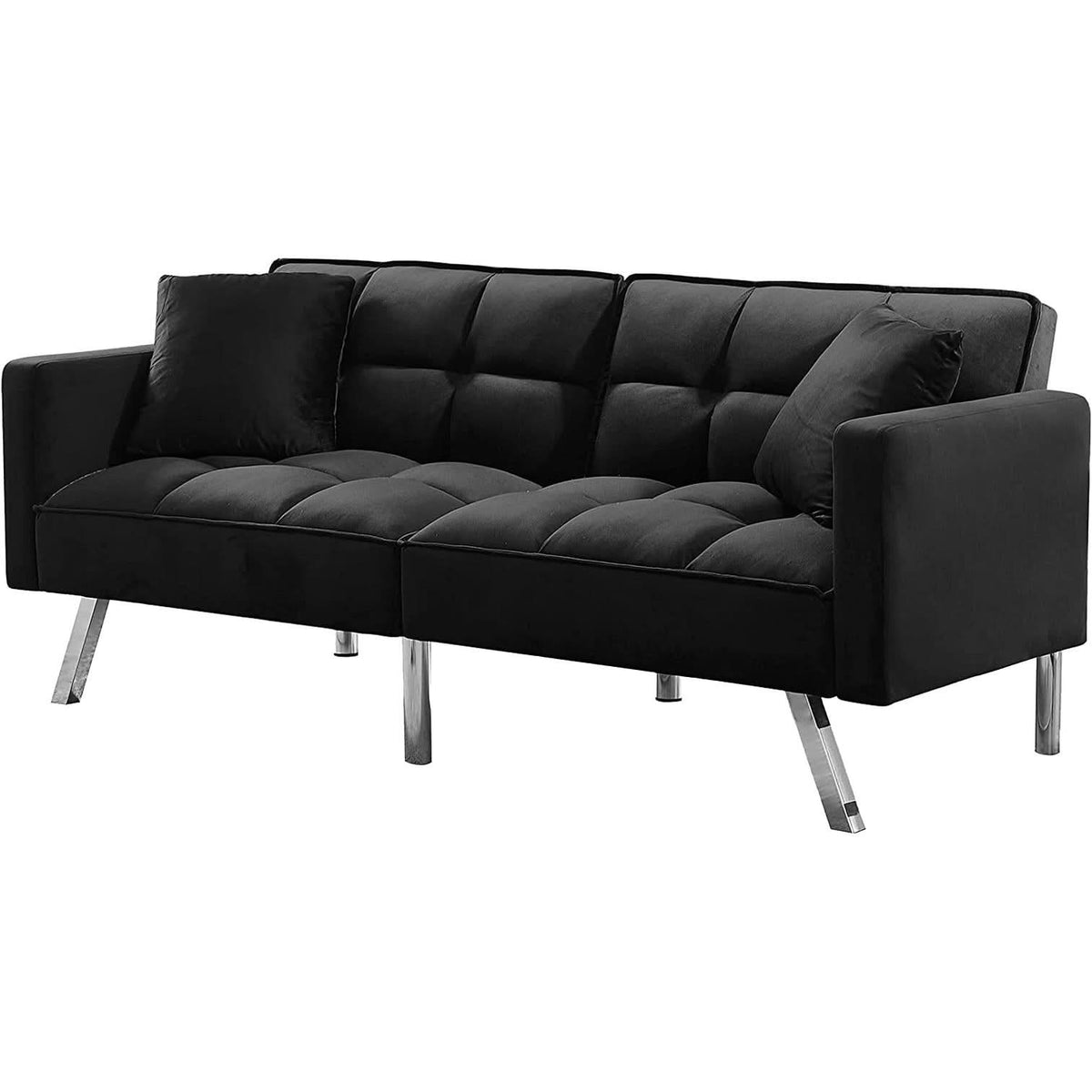 Adjustable Loveseat Sofa Bed With Metal Legs For Small Spaces