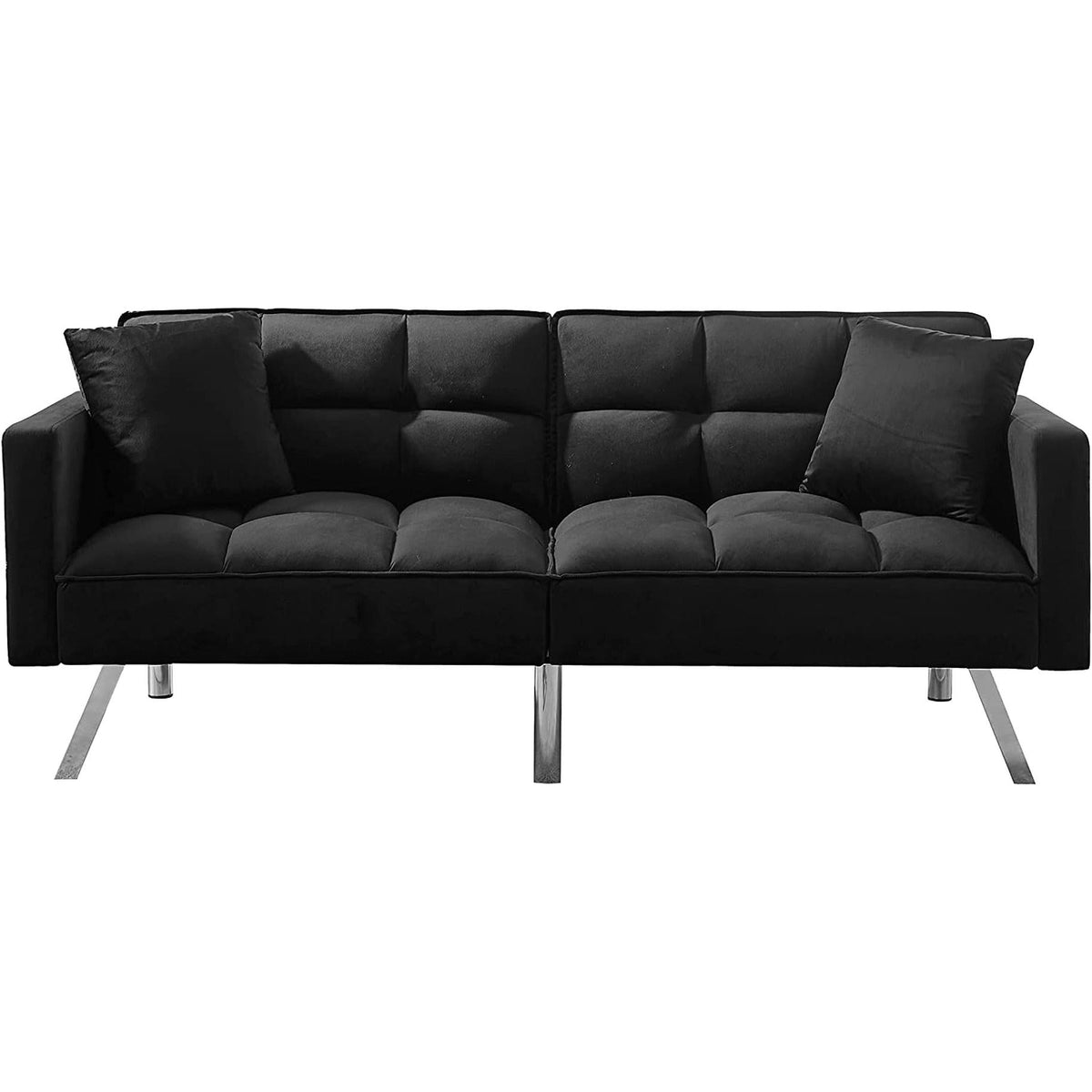 Adjustable Loveseat Sofa Bed With Metal Legs For Small Spaces