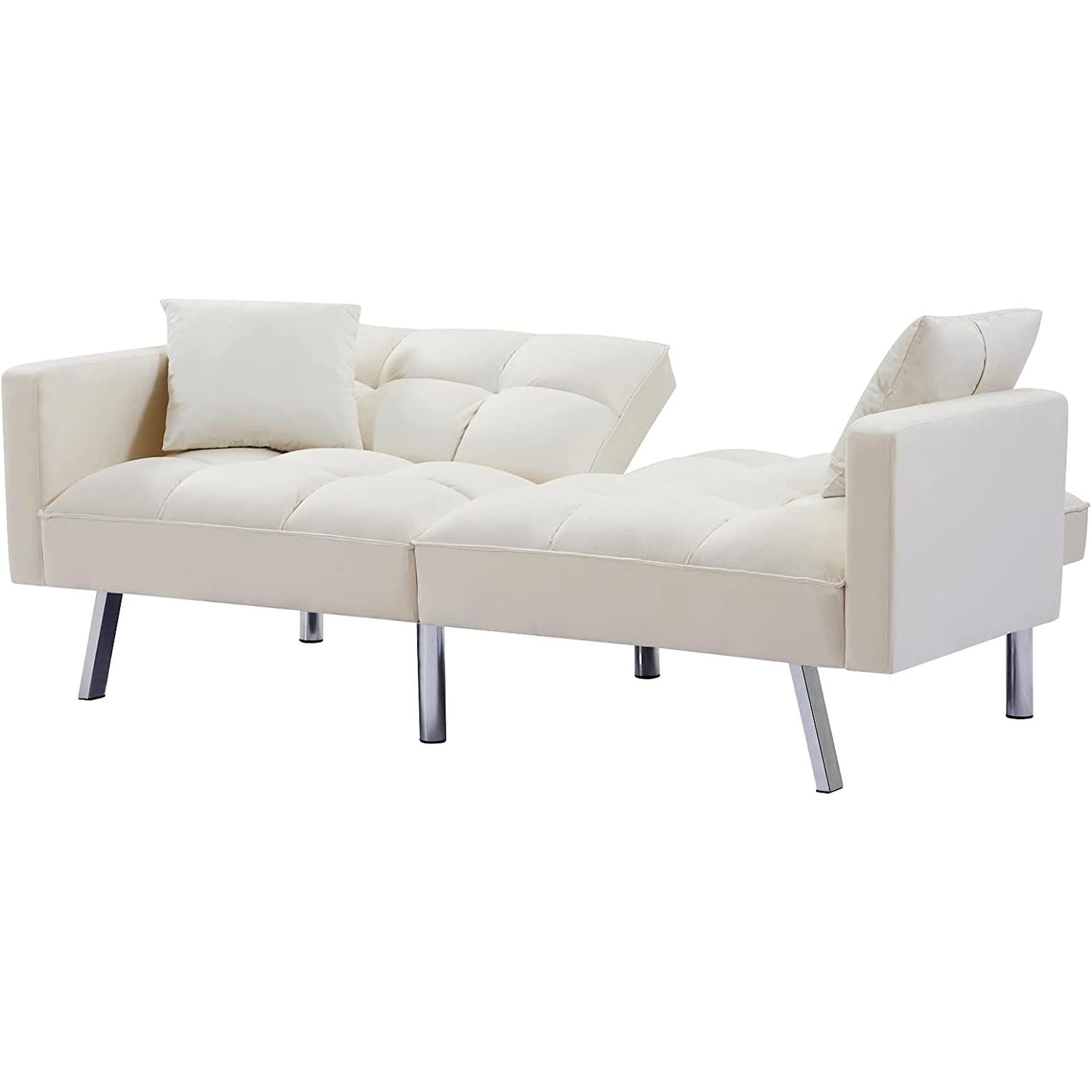 Adjustable Loveseat Sofa Bed With Split Back And Metal Legs