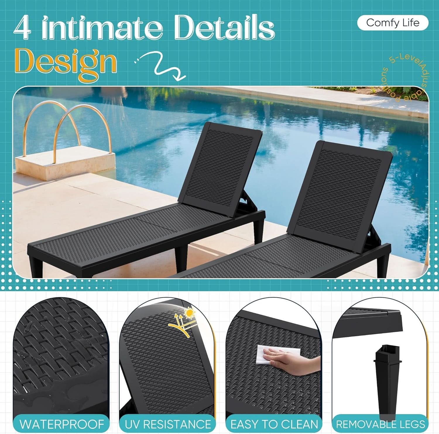 Adjustable Outdoor Chaise Lounge Chairs Set for Relaxation