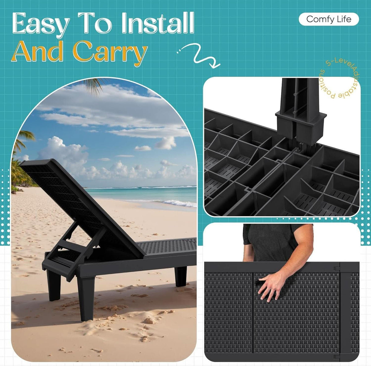 Adjustable Outdoor Chaise Lounge Chairs Set for Relaxation