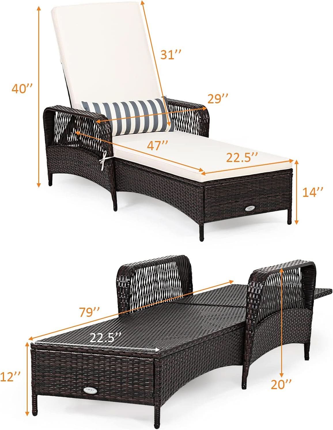 Adjustable Rattan Chaise Lounge Chair for Outdoor Relaxation