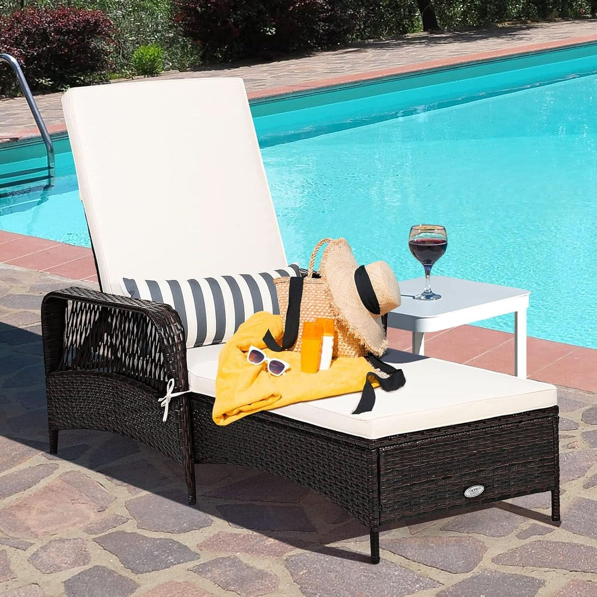 Adjustable Rattan Chaise Lounge Chair for Outdoor Relaxation