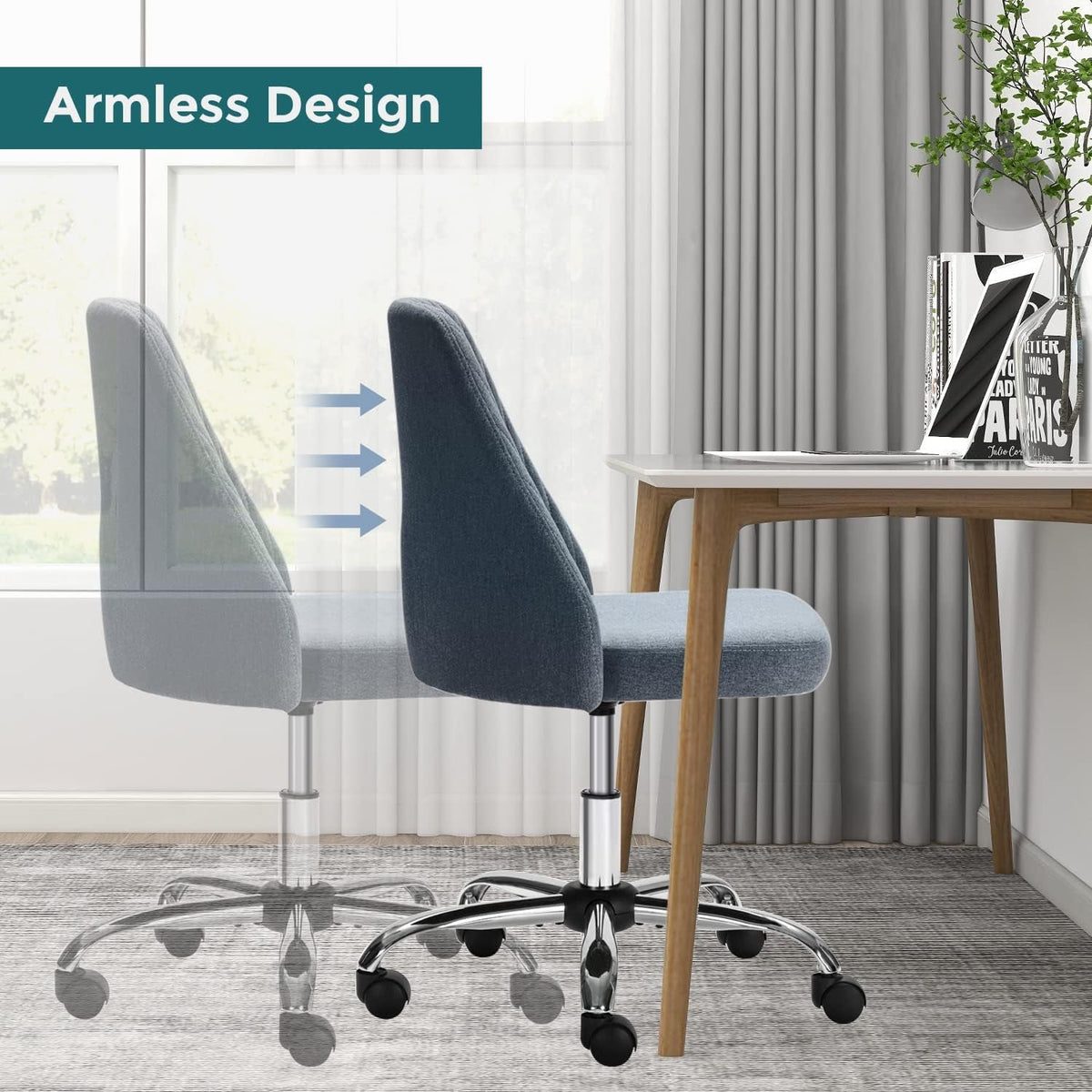 Adjustable Rolling Desk Chair For Home Office Workspace