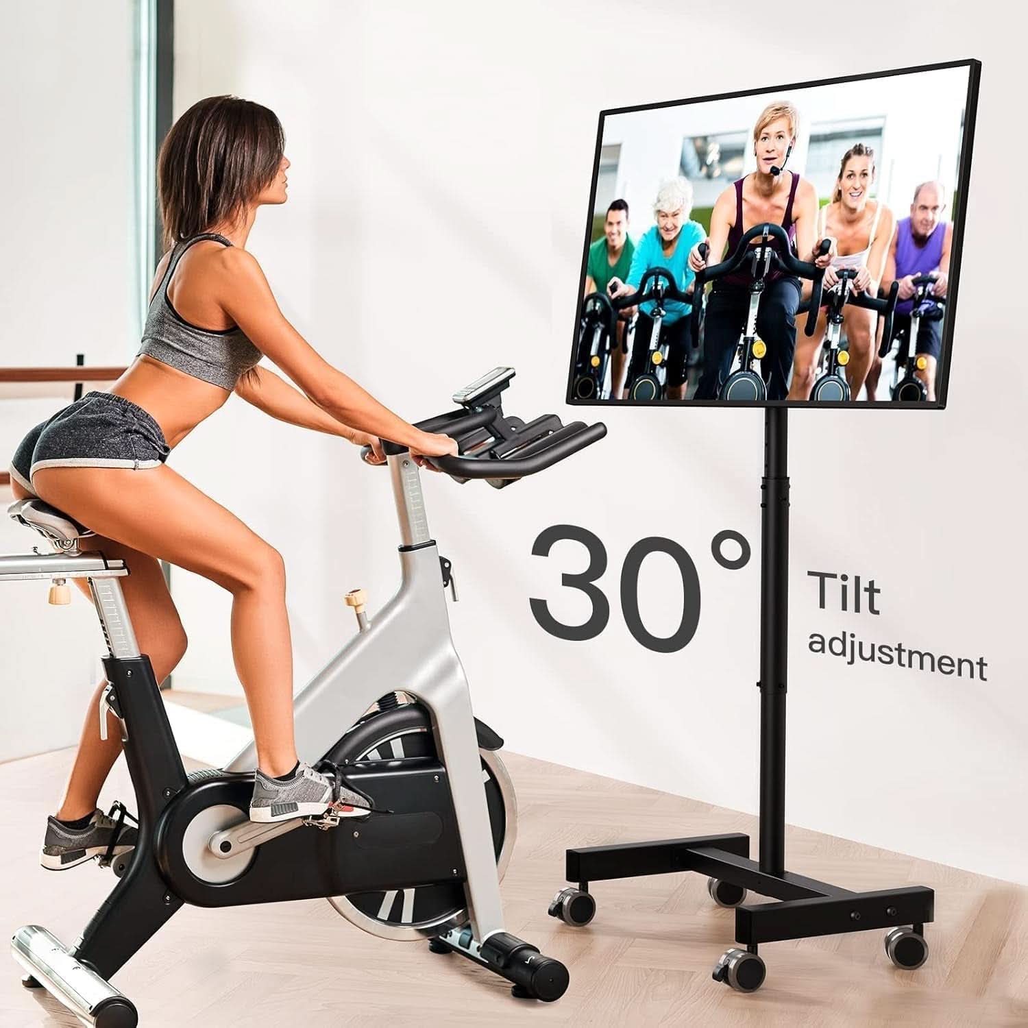 Adjustable Rolling TV Cart For 13 To 50 Inch TVs Tilt