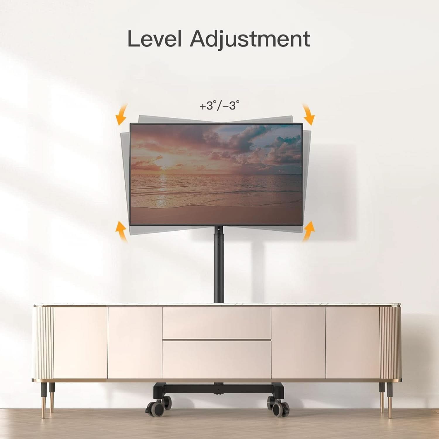 Adjustable Rolling TV Cart For 13 To 50 Inch TVs Tilt