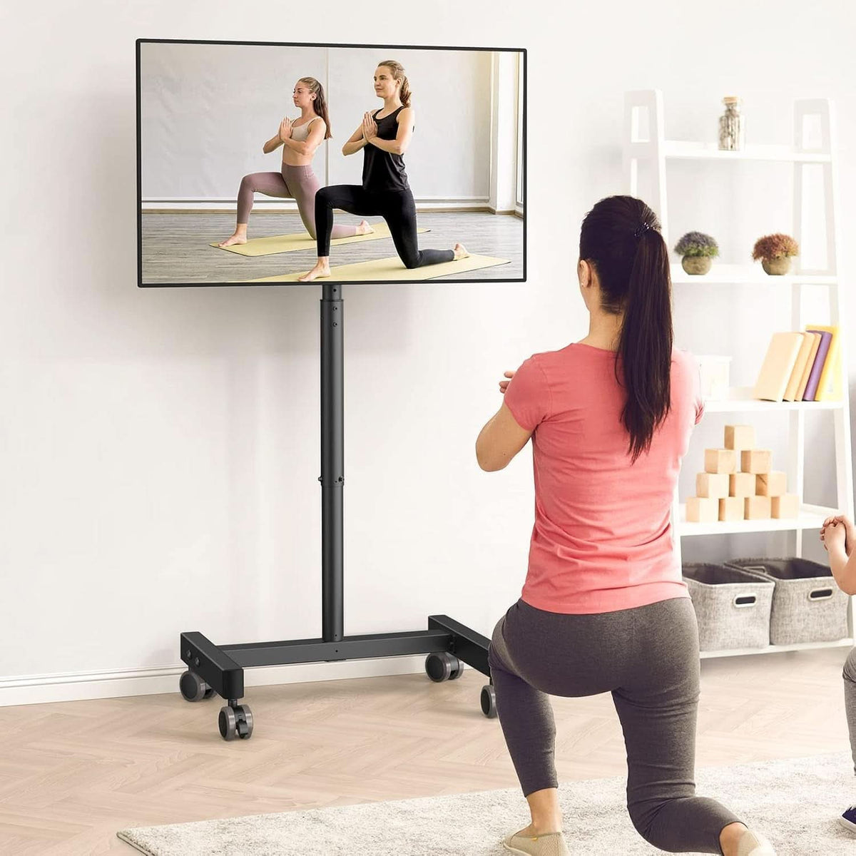 Adjustable Rolling TV Cart For 13 To 50 Inch TVs Tilt