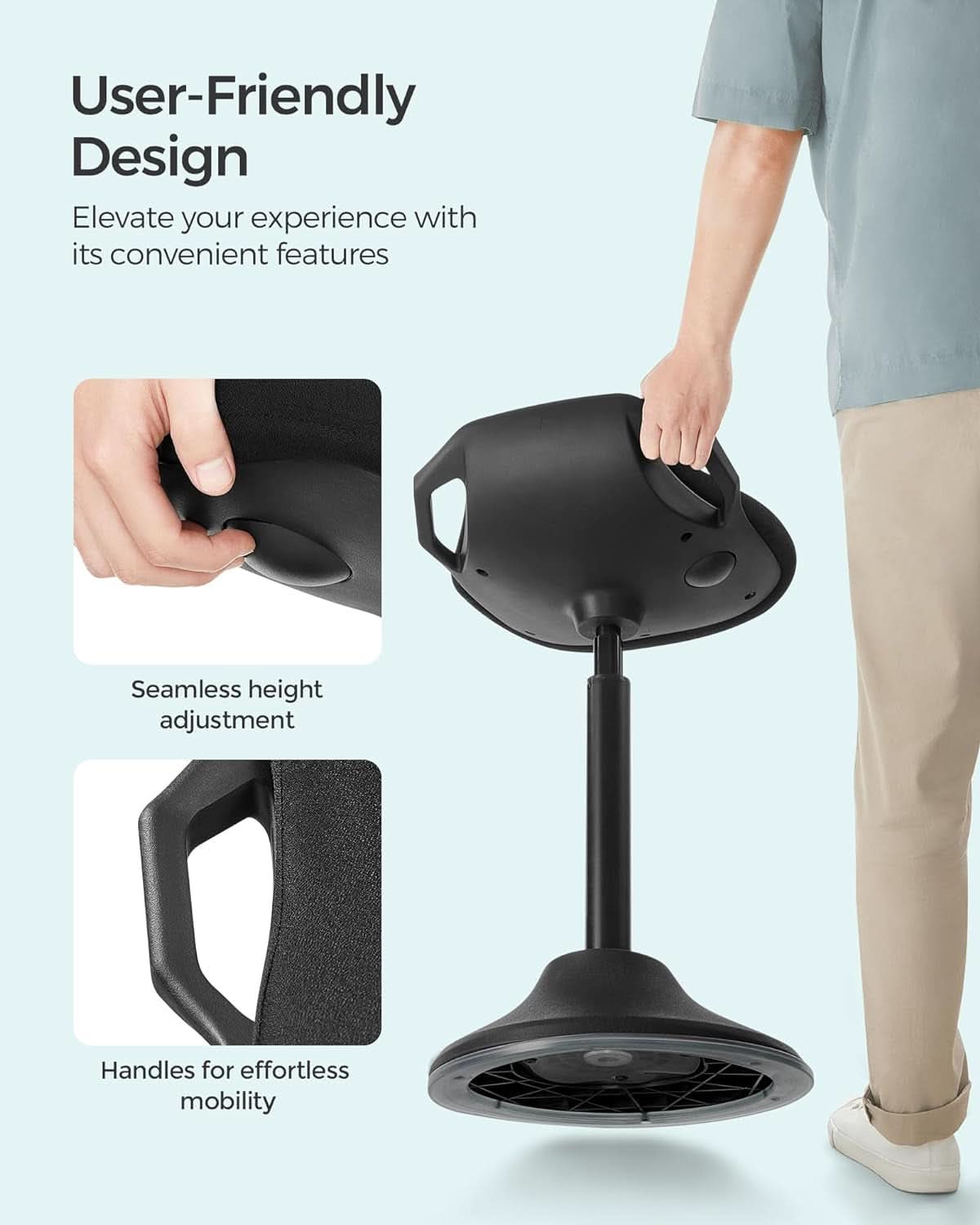 Adjustable Standing Desk Chair Black 23.6 To 33.3 Inches