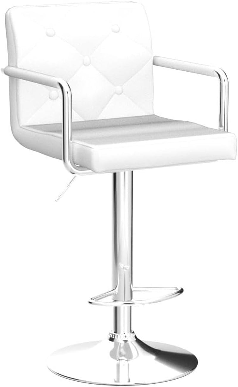Adjustable Swivel Bar Stools Set of Two White