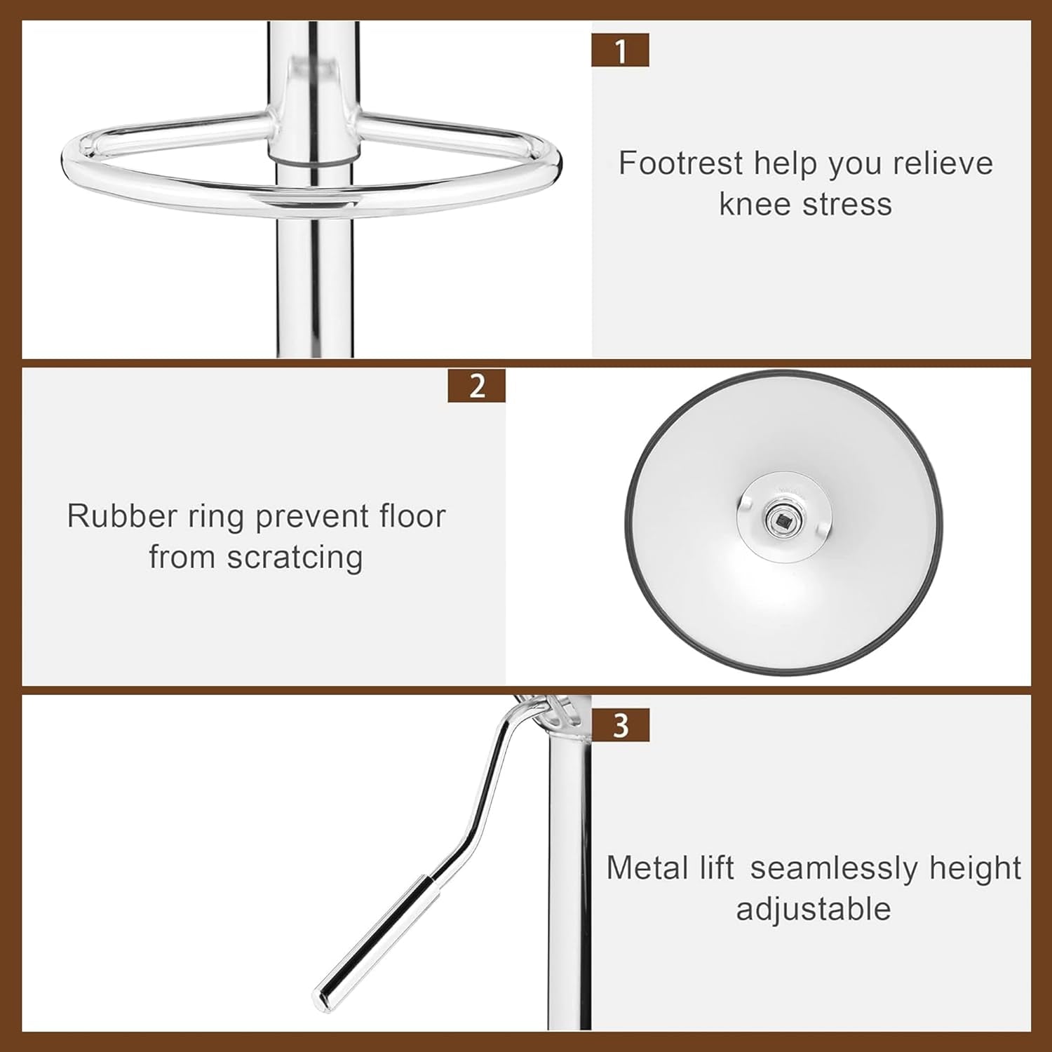 Adjustable Swivel Bar Stools Set of Two White