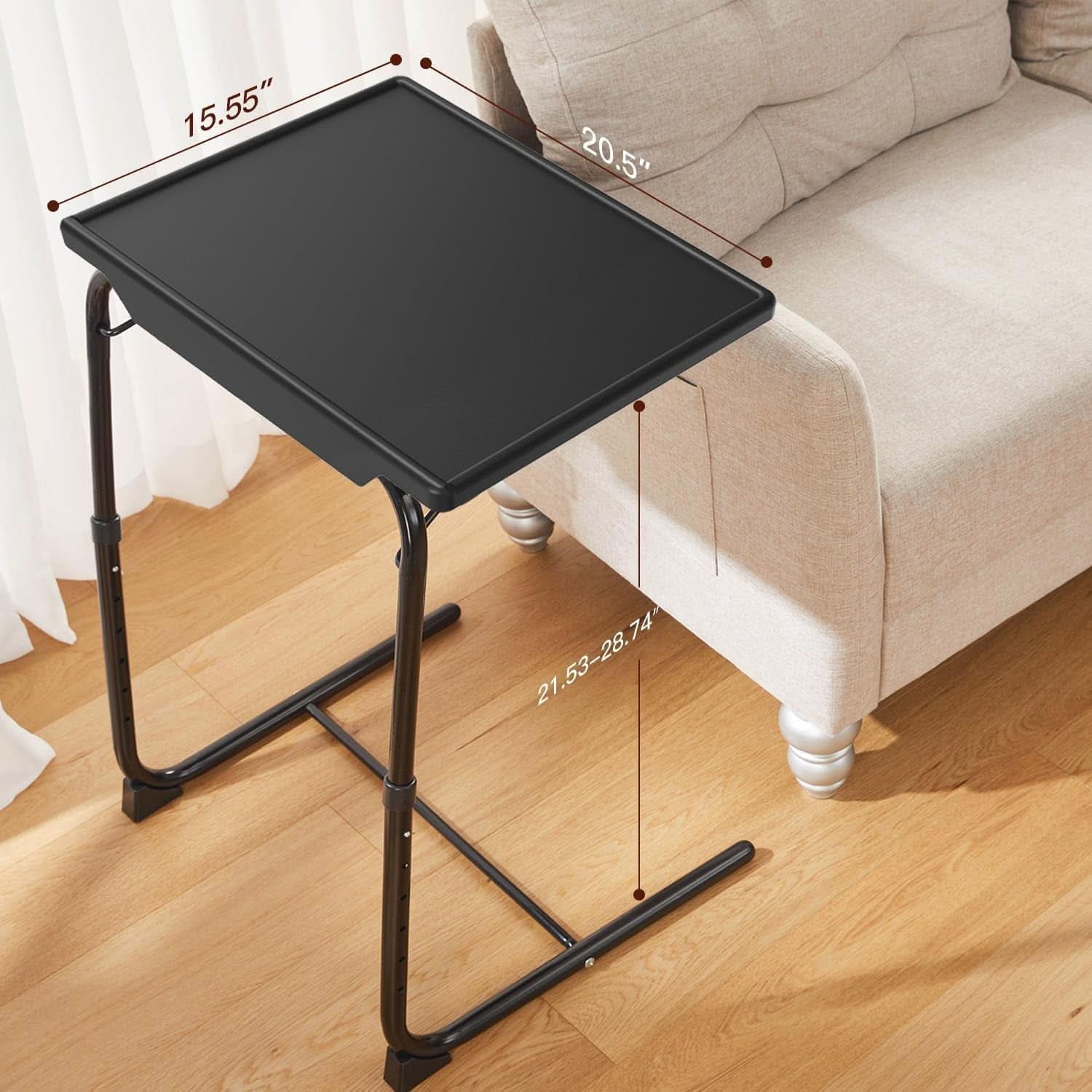 Adjustable TV Tray Table With 6 Height Settings And 3 Tilt Angles Black