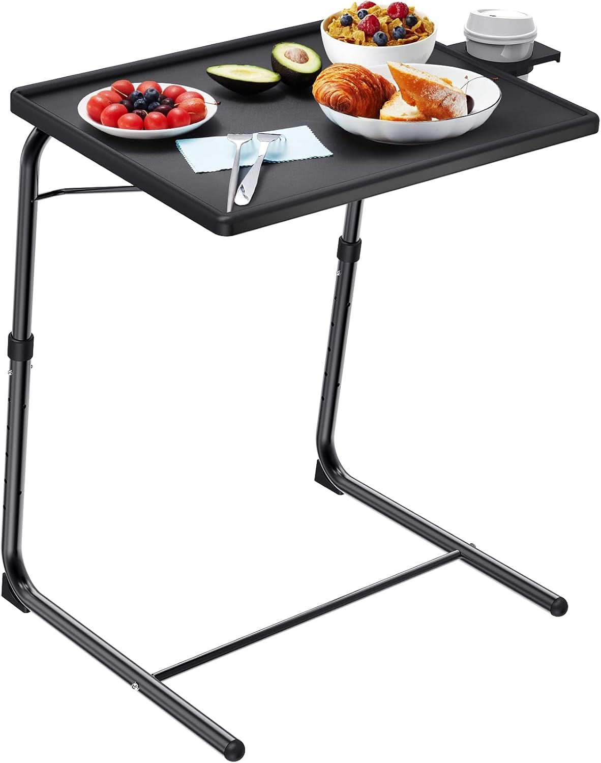 Adjustable TV Tray Table With 6 Height Settings And 3 Tilt Angles Black