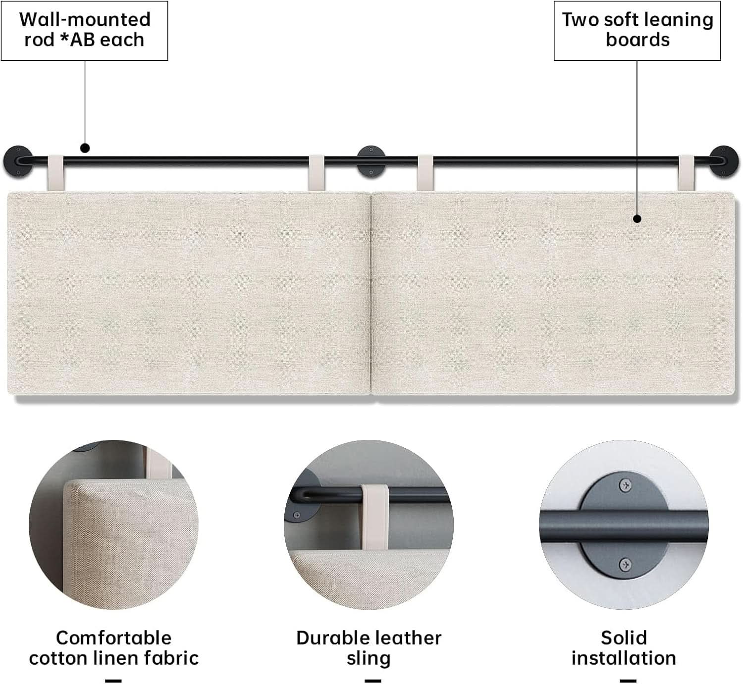 Adjustable Wall Mounted Queen Size Headboard with Tufting