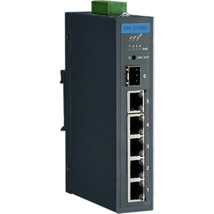 Advantech Ethernet Device, 5Ge+1G Sfp Unmanaged Ind. Poe Switch