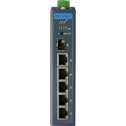 Advantech Ethernet Device, 5Ge+1G Sfp Unmanaged Ind. Poe Switch