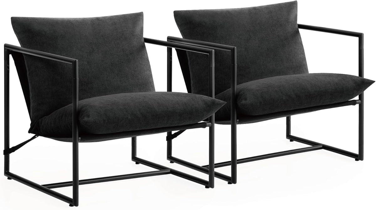 Aidan Sling Accent Chair Black Metal Frame Foam Cushion