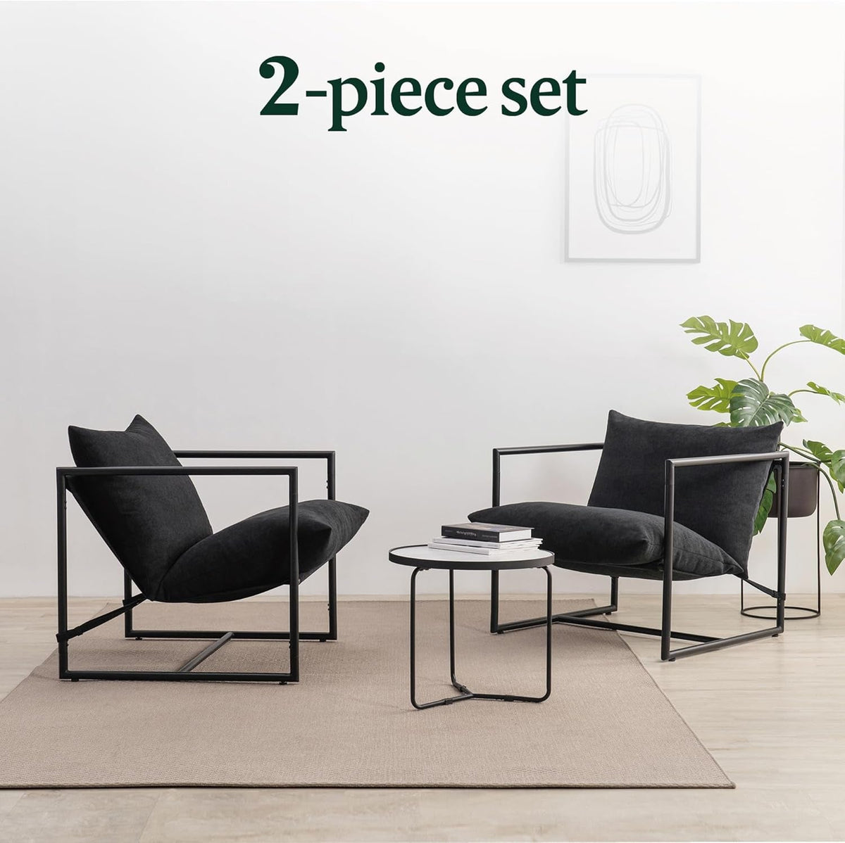 Aidan Sling Accent Chair Black Metal Frame Foam Cushion