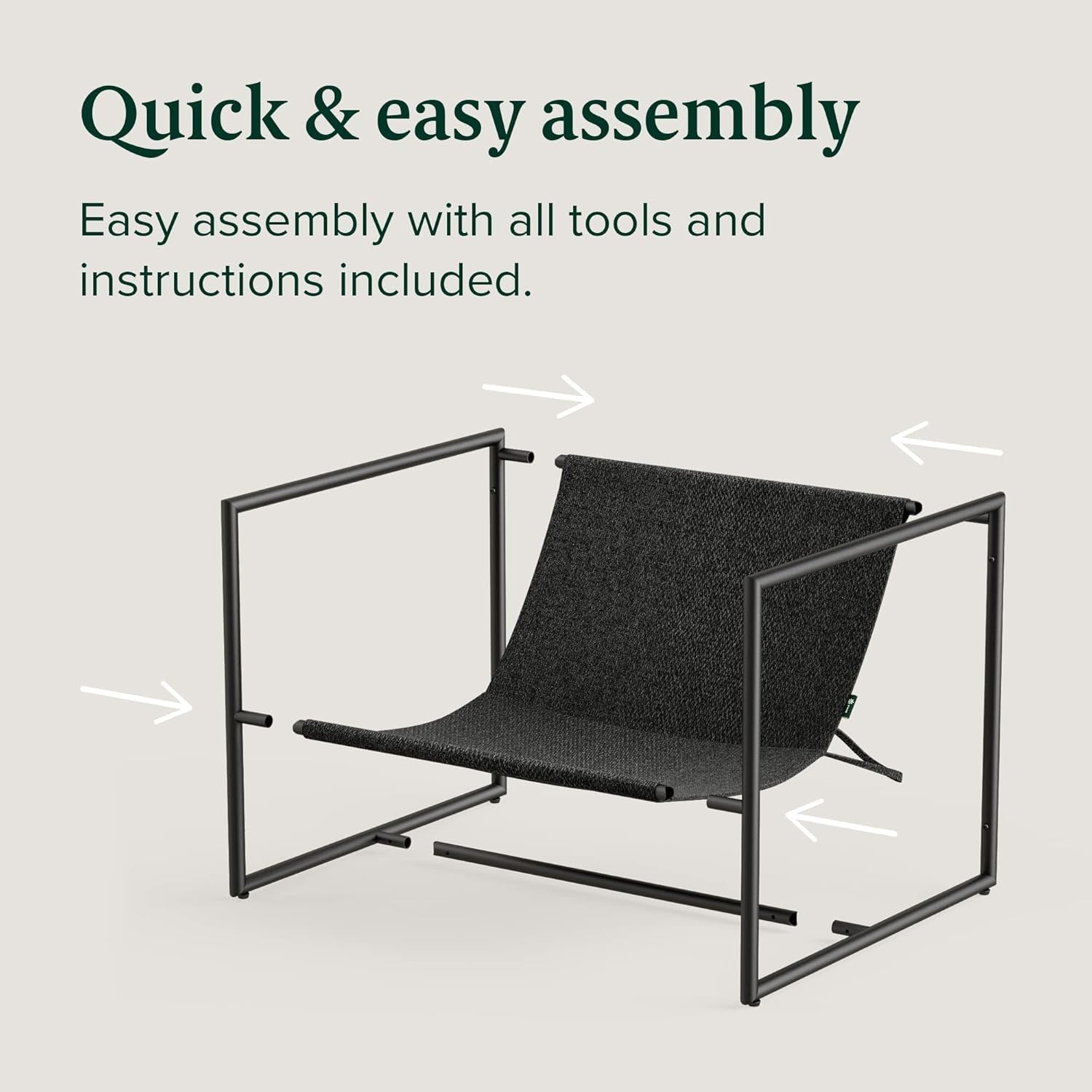 Aidan Sling Accent Chair Black Metal Frame Foam Cushion