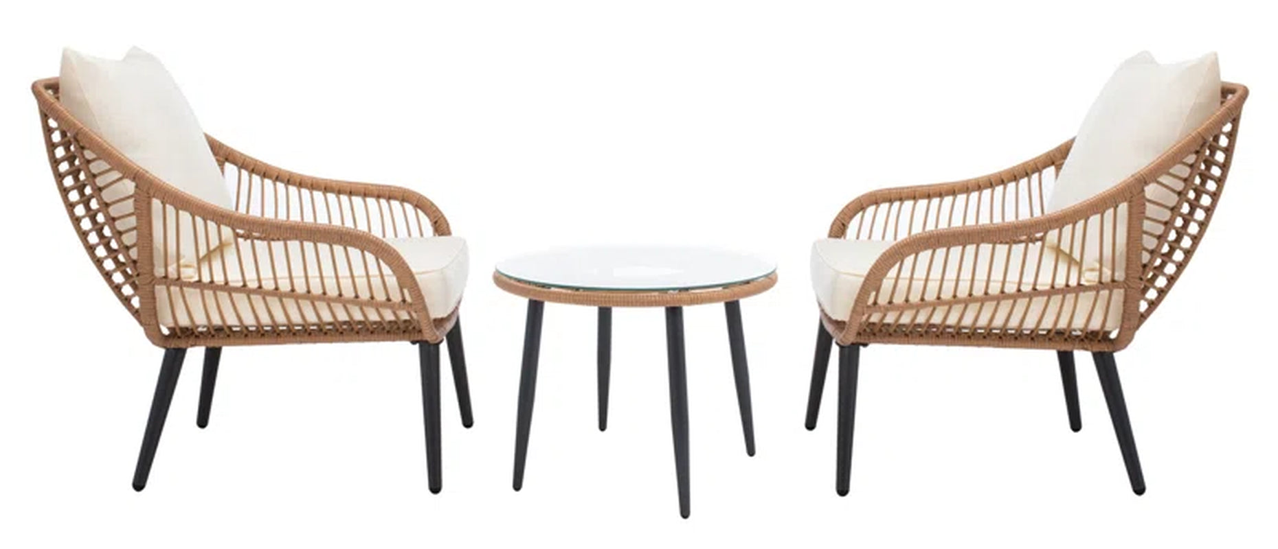 Aiello 3 Piece Outdoor Rattan Seating Set With Cushions