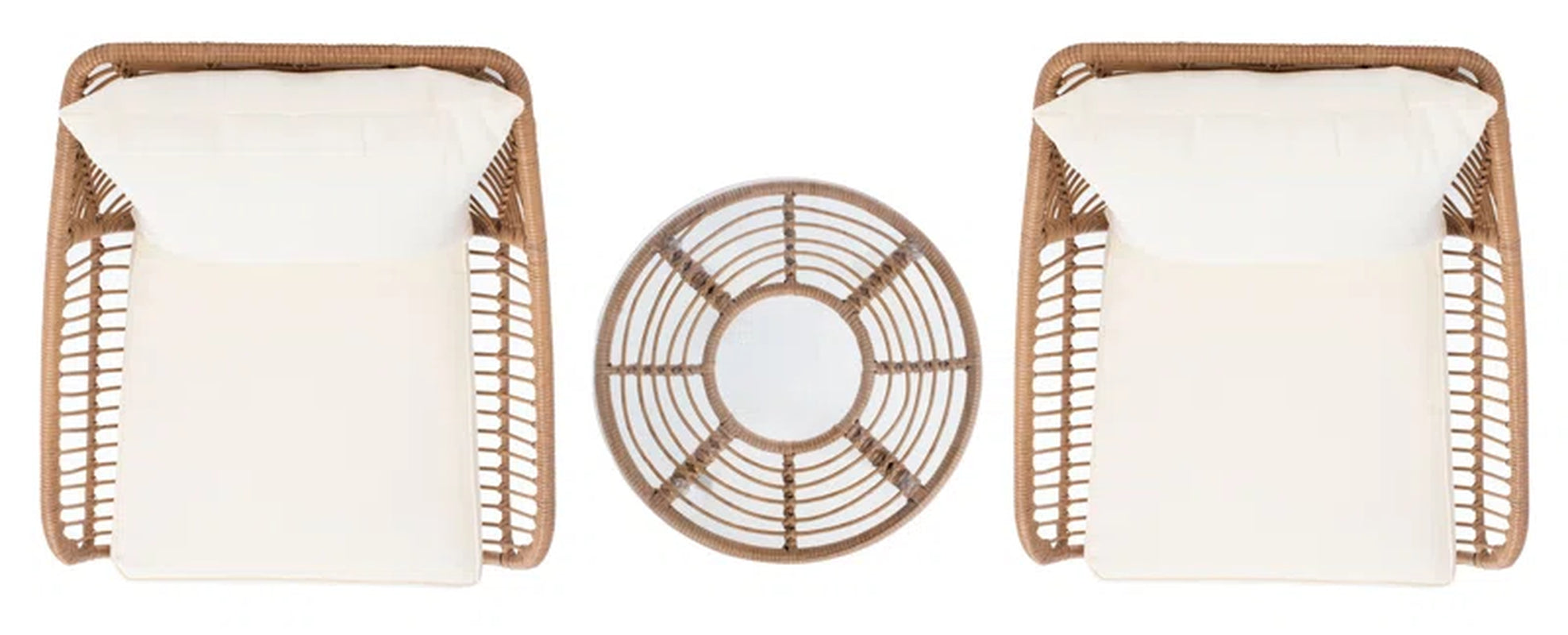 Aiello 3 Piece Outdoor Rattan Seating Set With Cushions
