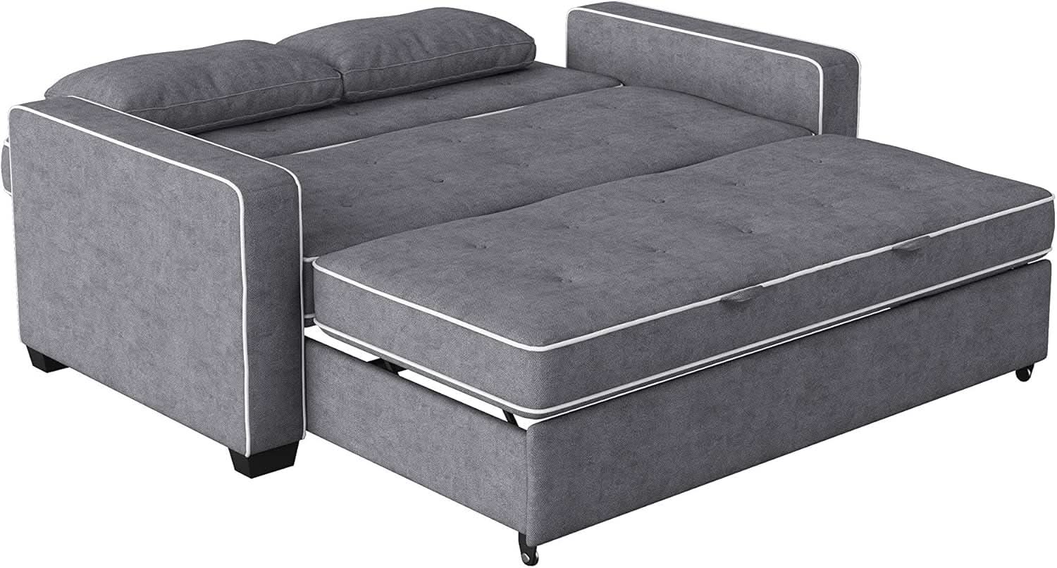 Ainsley Loveseat With Pull Out Sleeper Microfiber Charcoal