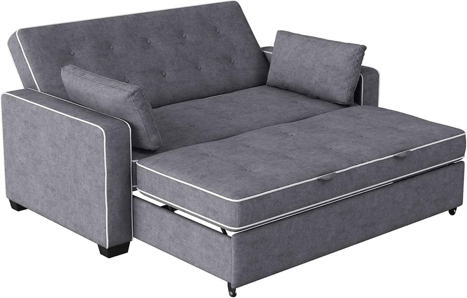 Ainsley Loveseat With Pull Out Sleeper Microfiber Charcoal