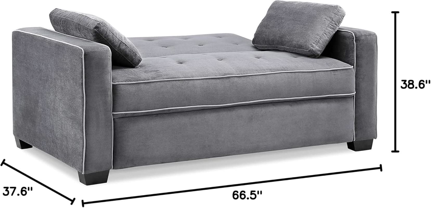 Ainsley Loveseat With Pull Out Sleeper Microfiber Charcoal