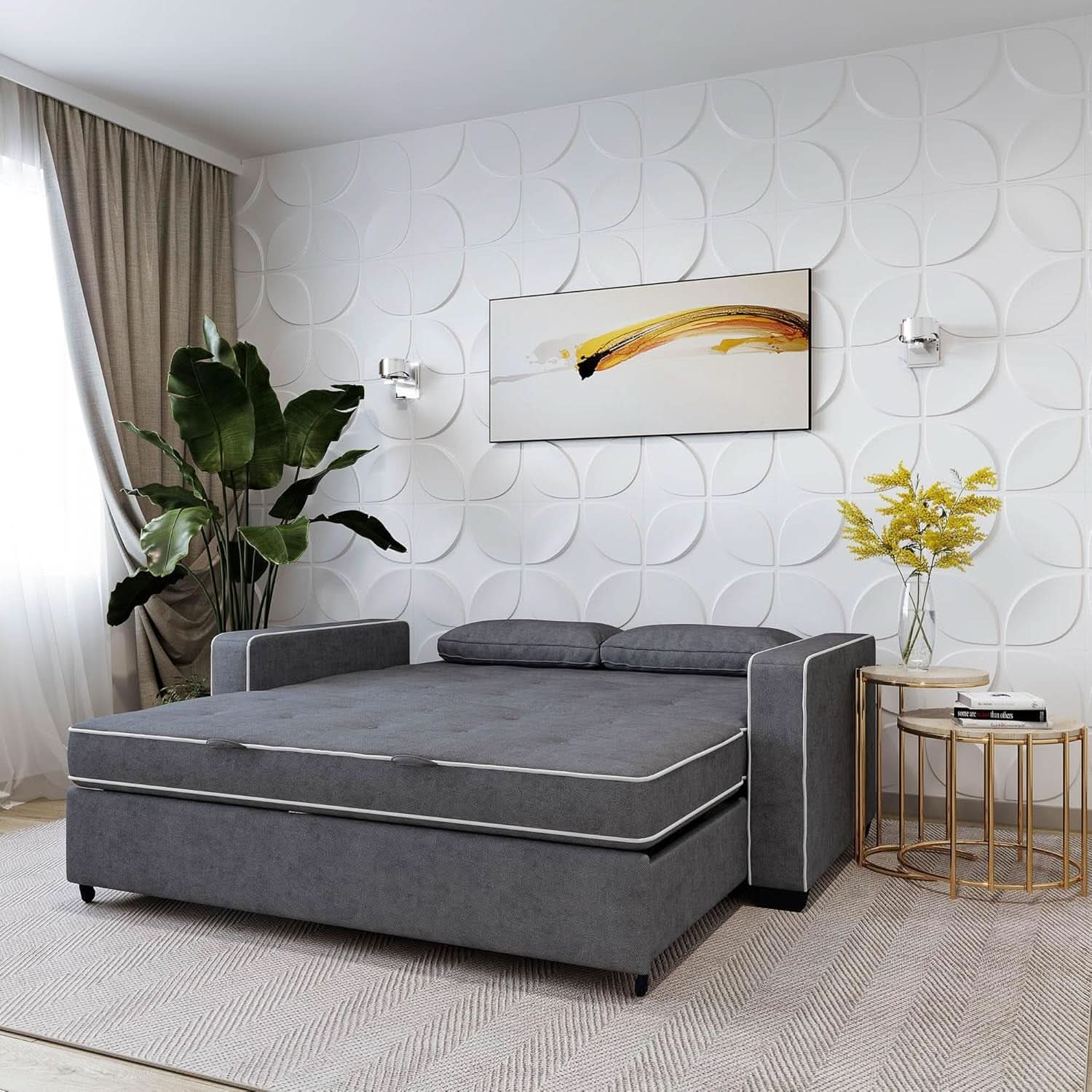 Ainsley Loveseat With Pull Out Sleeper Microfiber Charcoal