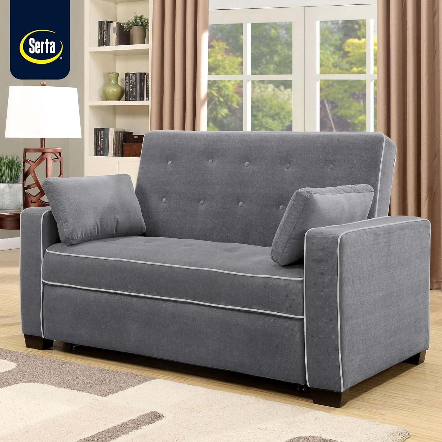 Ainsley Loveseat With Pull Out Sleeper Microfiber Charcoal